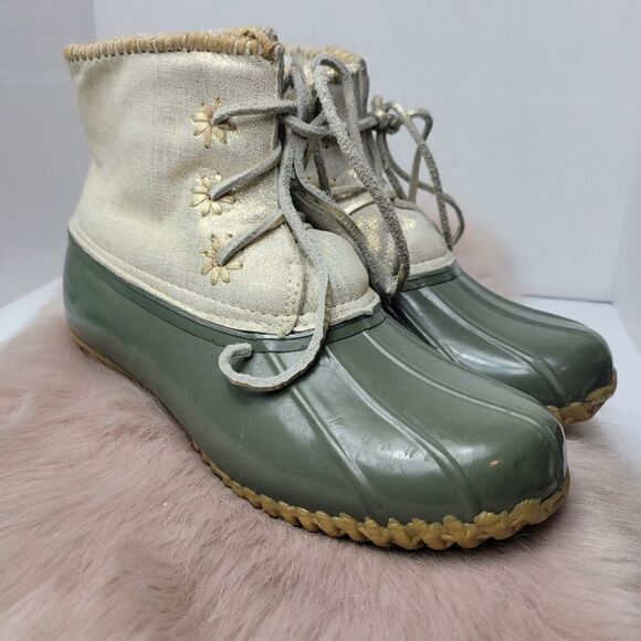 Jack Rogers Chloe Green Duck Rain Boots Size 9 - Picture 1 of 9